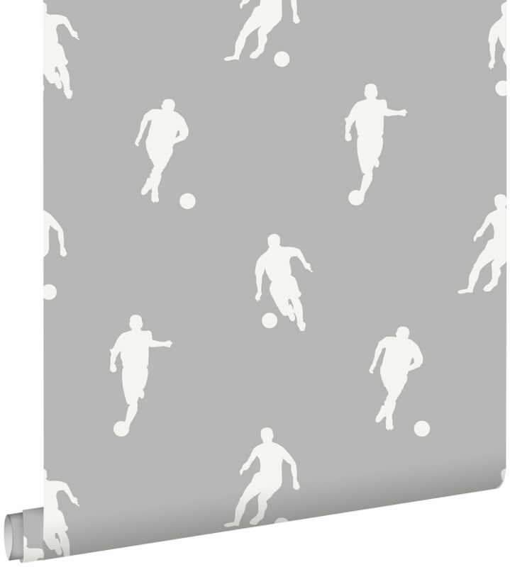 Tapeta ESTAhome piłkarze szarym 53 cm x 10.05 m - 1 rol.