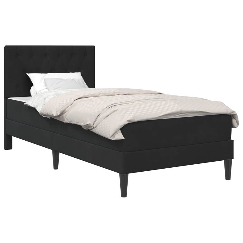Łóżko Kontynentalne WaszeMeble z Materacem 90x190 cm Czarne WM-3415022 1 szt.
