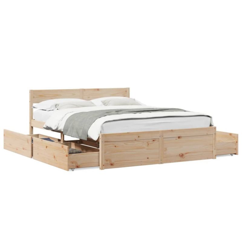 Łóżko drewniane WaszeMeble 150x200 cm brązowe WM-3282345 1 szt.