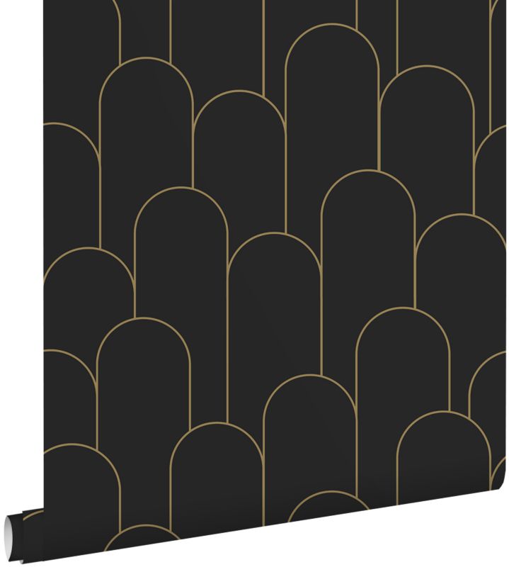 Tapeta ESTAhome motyw art déco czarnymIzłotym 50 x 900 cm - 1 rol.