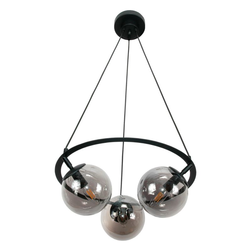 Lampa wisząca EDYLIT sufitowa okrągła żyrandol LED grafit kule loft 3xE14 ANKOR 15-372 1 szt.