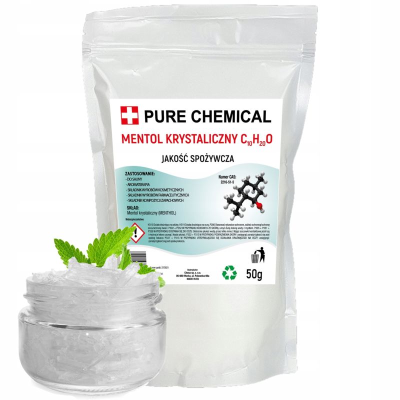 Mentol krystaliczny Pure Chemical do aromaterapii inhalacji sauna 50g 1 szt.