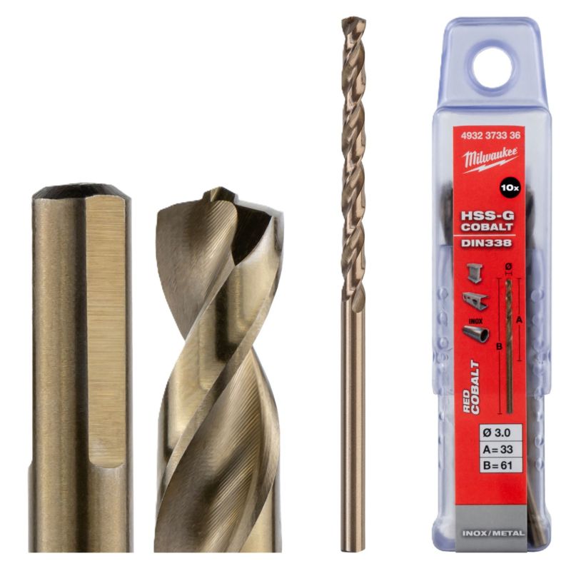 Wiertła do metalu Milwaukee HSS-G Cobalt średnica 3 mm długość 61 mm 10szt