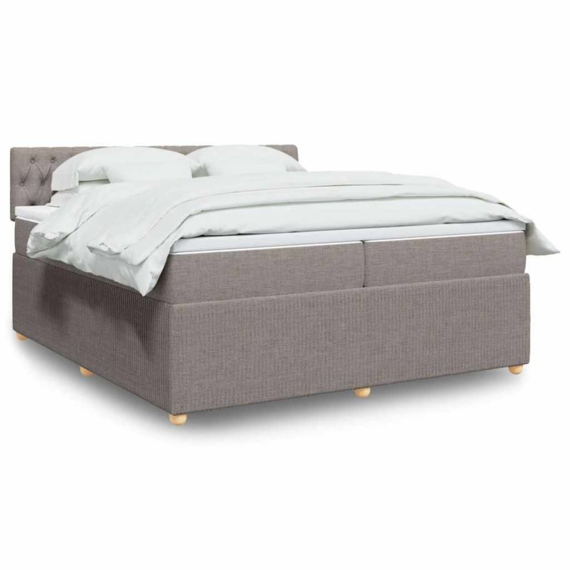 Łóżko z materacem WaszeMeble 200x200 cm Taupe tkanina z LED WM-3289874 1 szt.