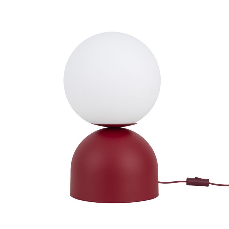 Lampka nocna Tk Lighting Miki Burgund Big bordowa podstawa klosz biała kula 1Xe27 - 1szt.