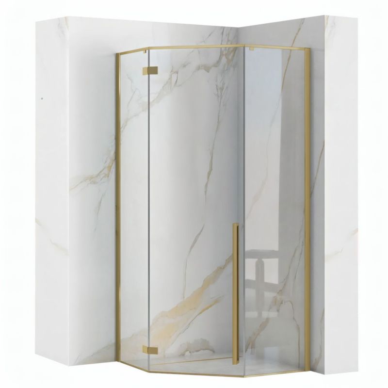 Kabina Prysznicowa Rea Diamond 100X100 Złoty Szczotkowany 100X100X195Cm 1Szt