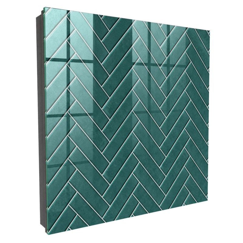 Metalowa Skrzynka Na Klucze Tulup 30x30 cm Jodełka turkus - Czarna - Otwierana na prawo 1 szt.