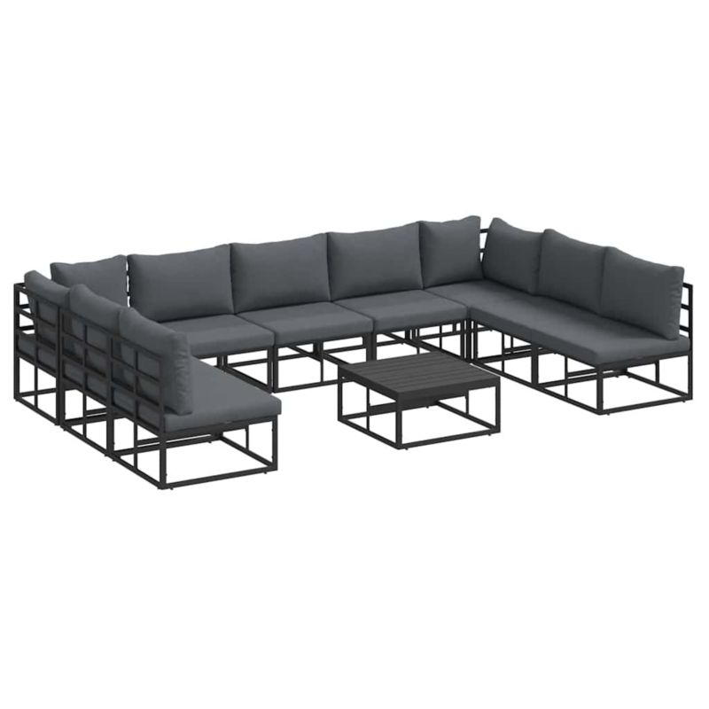 Zestaw mebli ogrodowych wypoczynkowy WaszeMeble 9-osobowy aluminium czarny z poduszkami WM-3378901 1 kpl