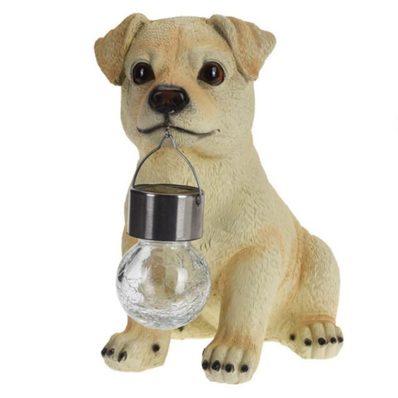 Lampka Progarden ogrodowa kremowy labrador z latarenką 24 cm 1 szt.