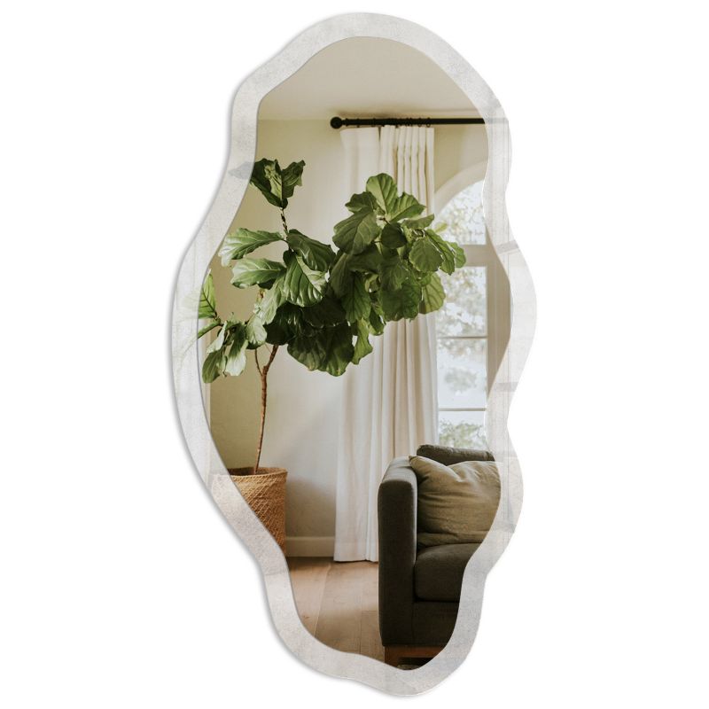 Nowoczesne Lustro Nieregularne Do Sypialni Tulup 52x97 cm Szara tekstura 2 - w Ramie Szkło Hartowane 1 szt.