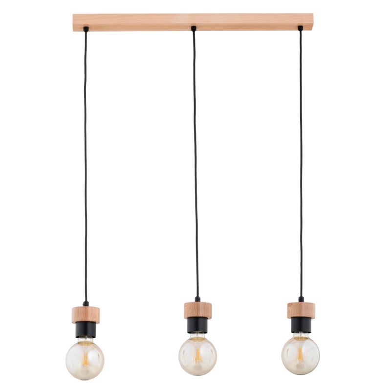 Lampa wisząca Alfa Zelia 5013 jasne drewno-czarna nad stół 3xE27 x 15W 1 szt.