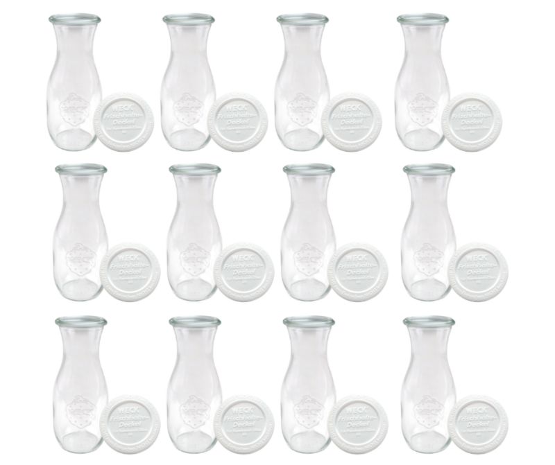 Karafki MODO24 Weck 1062 ml fi 60 plastikowe wieka 12 kpl.