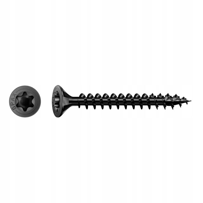 Wkręty do drewna SPAX 4x60mm torx,pełny gwint,łeb stożkowy, czarne 200szt.