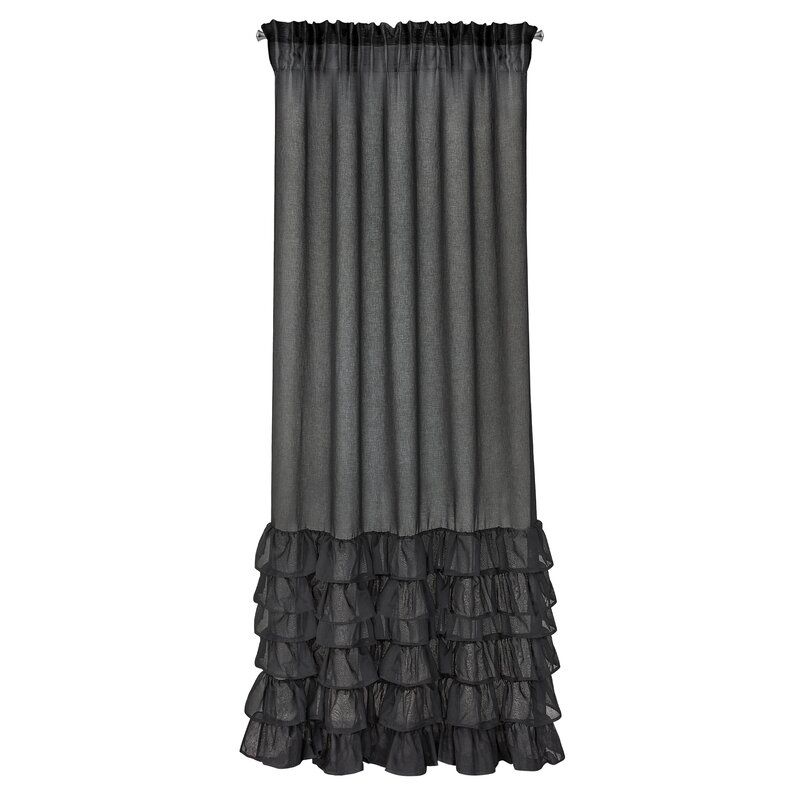Firana gotowa na taśmie Eurofirany Dolly 140x250 czarna 1 szt.