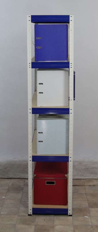 Regał metalowy MODO24 magazynowy stojak biało-niebieski helios 196x35x35cm 5 półek po 175 kg 1 szt.