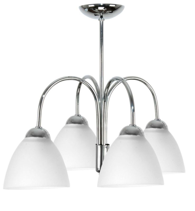 Lampa sufitowa żyrandol EDYLIT chrom z białymi szklanymi kloszami 4xE27 do salonu DANTE 7-231 1 szt.