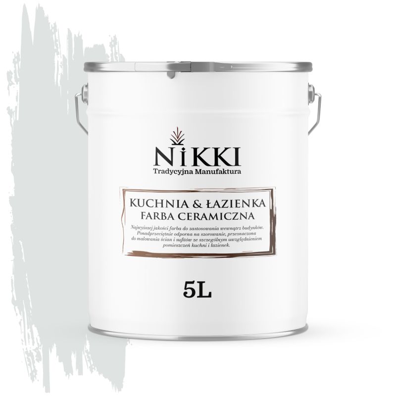 Farba Ceramiczna do Kuchni i Łazienki Zmywalna NIKKI Biel złamana w khaki H1675 Głęboki Mat 5L