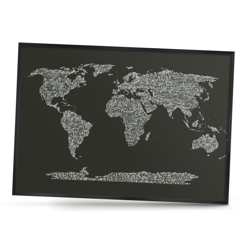 Dekoracyjna tablica magnetyczna ArtPrintCave 100x70 Mapa tekstowa w czarnej ramie 1szt