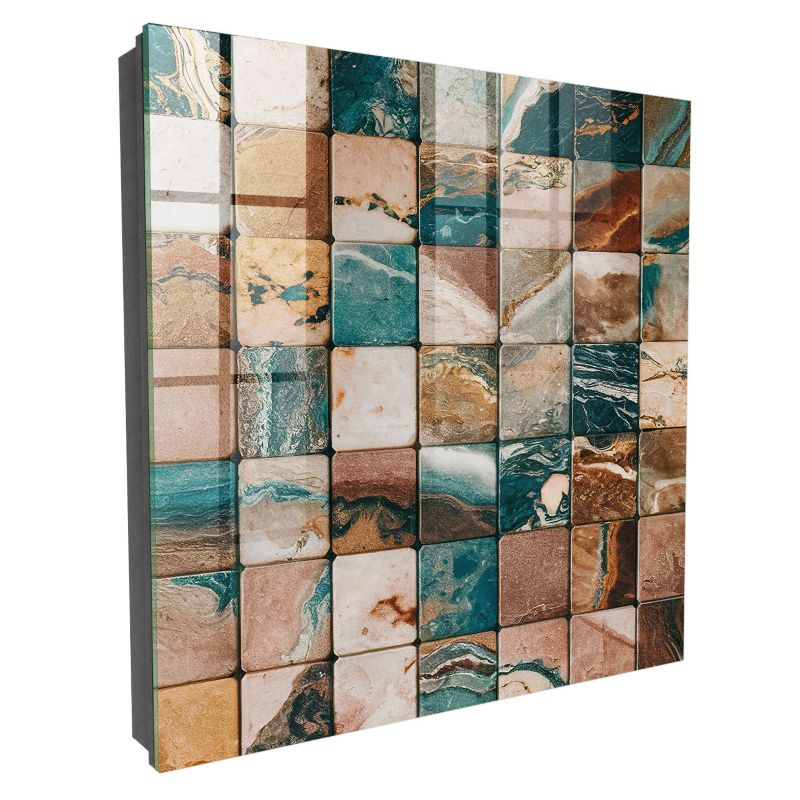 Skrzynka Na Klucze Szkło Hartowane Tulup 30x30 cm Tonalna mozaika - Czarna - Otwierana na prawo 1 szt.