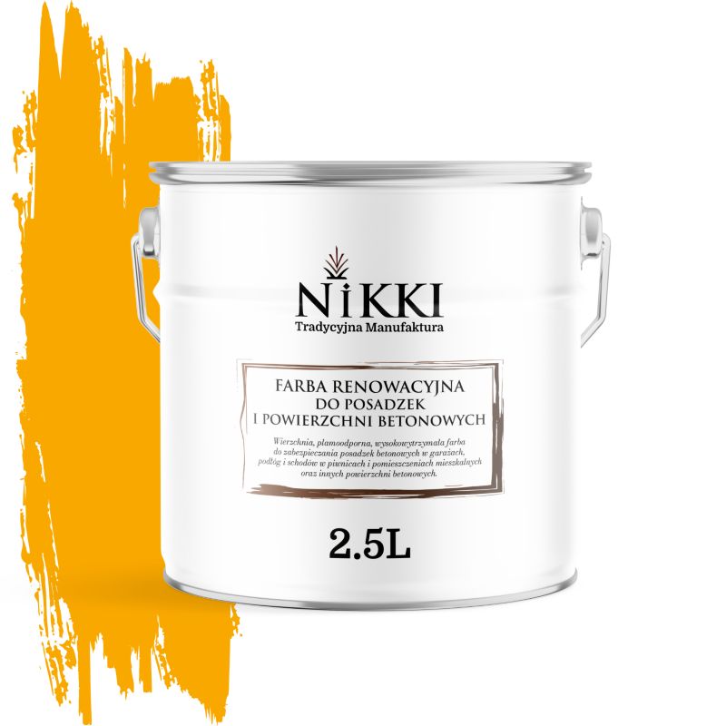 Farba Renowacyjna do Posadzek Podłóg Betonowych NIKKI Żółty sygnałowy RAL1003 Satyna 2,5L