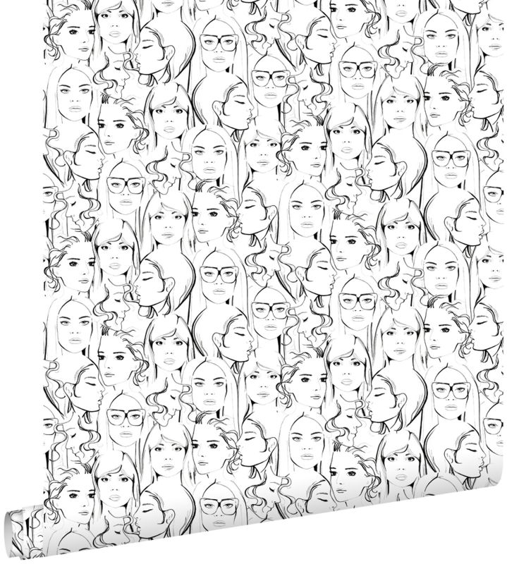 Tapeta ESTAhome twarze dziewczyny czarnymIbiałym 53 cm x 10.05 m - 1 rol.