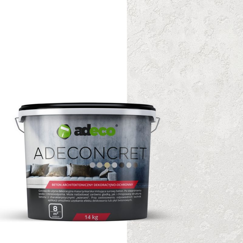 Beton architektoniczny Adeconcret 14 kg do max 8 m² kolor Biały white - 1 szt.