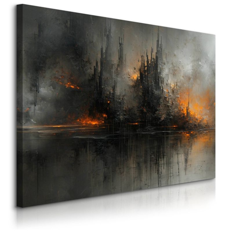 Obraz Muralo Zamek Ogień Dym Malarstwo Fantasy 30x20 cm 1 szt.