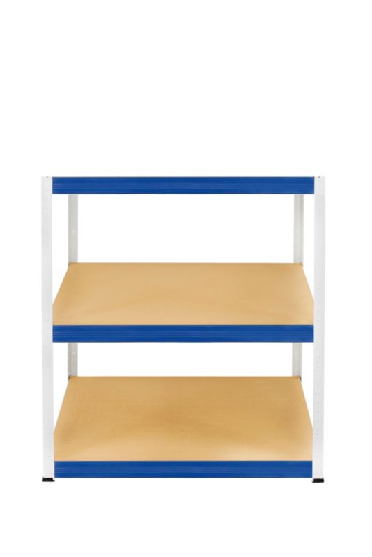 Regał magazynowy garażowy metalowy MODO24 biało-niebieski helios 106x120x50cm 3 półki po 400 kg 1 szt.