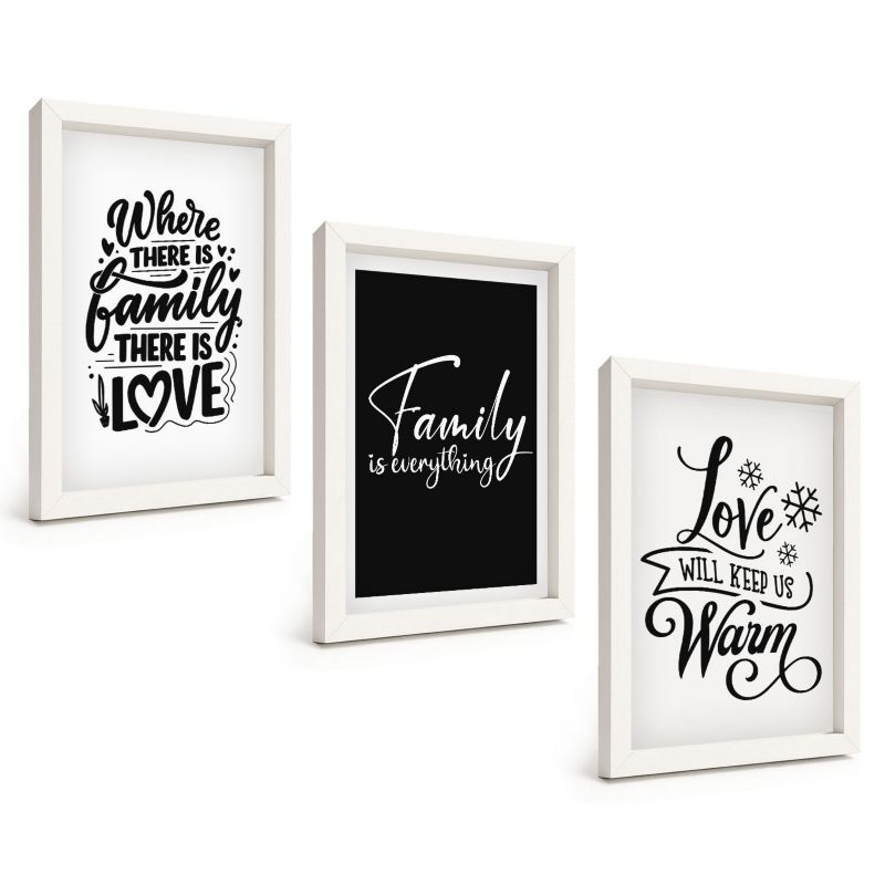 Trzyczęściowy Zestaw Obrazów ArtPrintCave 20x30 cm Biała rama Rodzina miłość ciepło dom 1 kpl.
