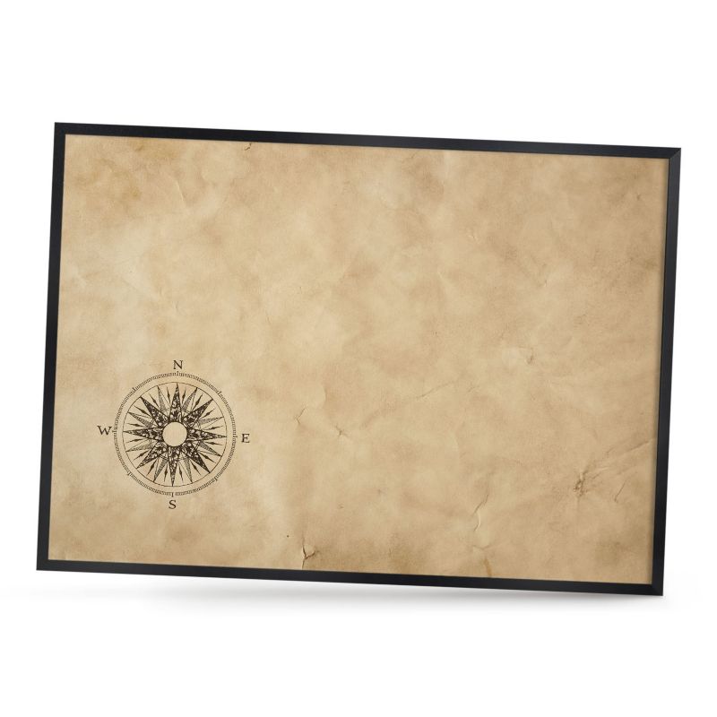Tablica magnetyczna dekoracyjna ArtPrintCave 70x50 Róża wiatrów w czarnej ramie 1szt