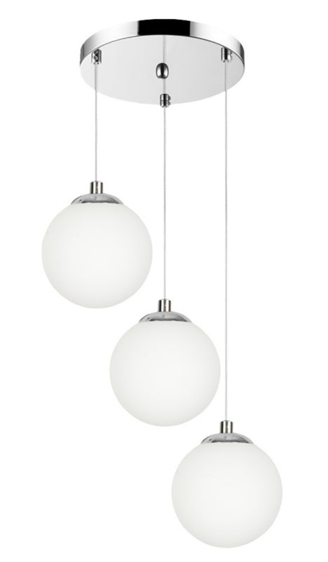 Lampa wisząca kaskada EDYLIT 3xE14 białe kule chrom glamour nowoczesna LEPE 13-572 1 szt.