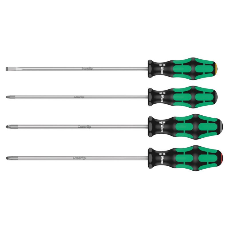 Zestaw wkrętaków Wera Kraftform Lasertip z trzpieniem 200 mm, 4 części, 05347736002, 1szt.