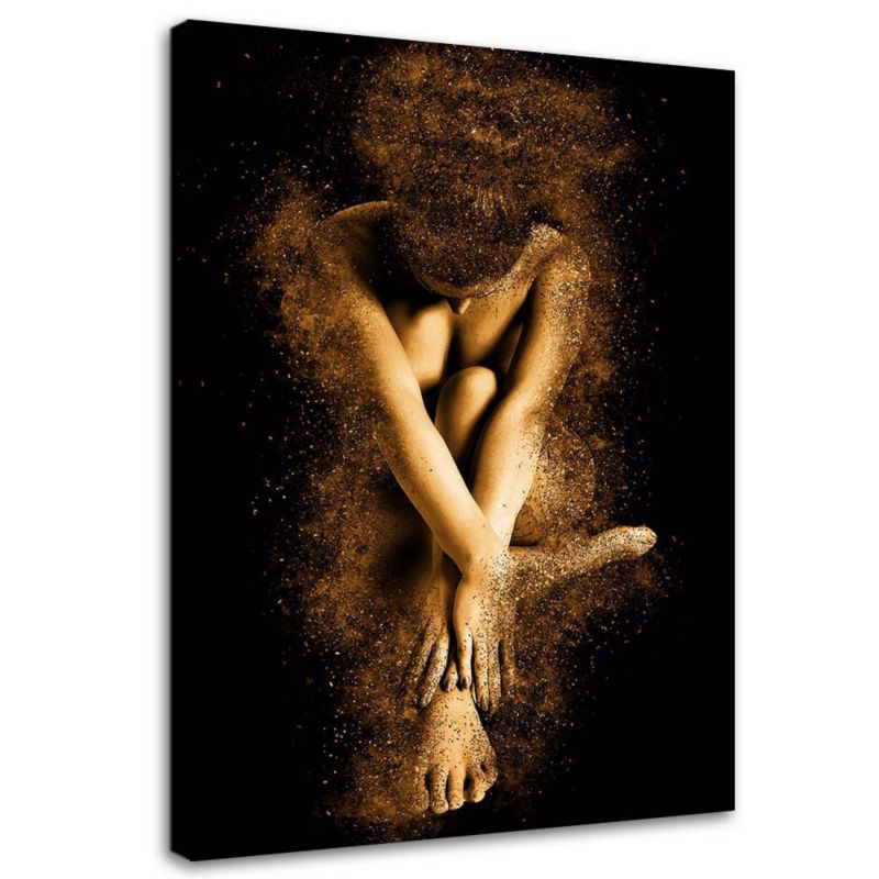Obraz na płótnie Feeby Kobieta złoty pył akt glamour 70x100cm 1szt