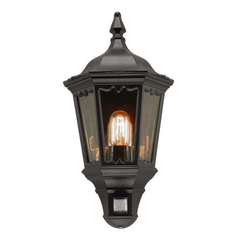 Kinkiet zewnętrzny z czujnikiem Elstead Medstead czarny 1 x E27 x 60W IP44 wym: 49,5 x 26 x 14 cm - 1 szt.