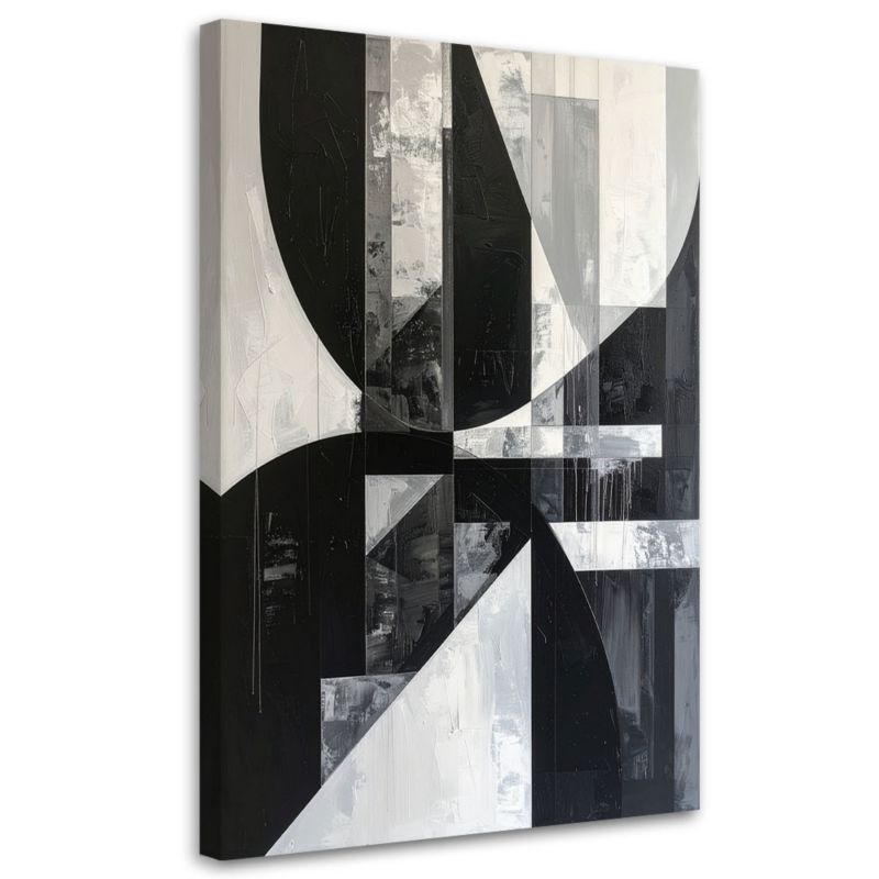 Obraz do salonu sypialni biura loftu Feeby Geometryczna abstrakcja czarno biała 70x100cm 1szt