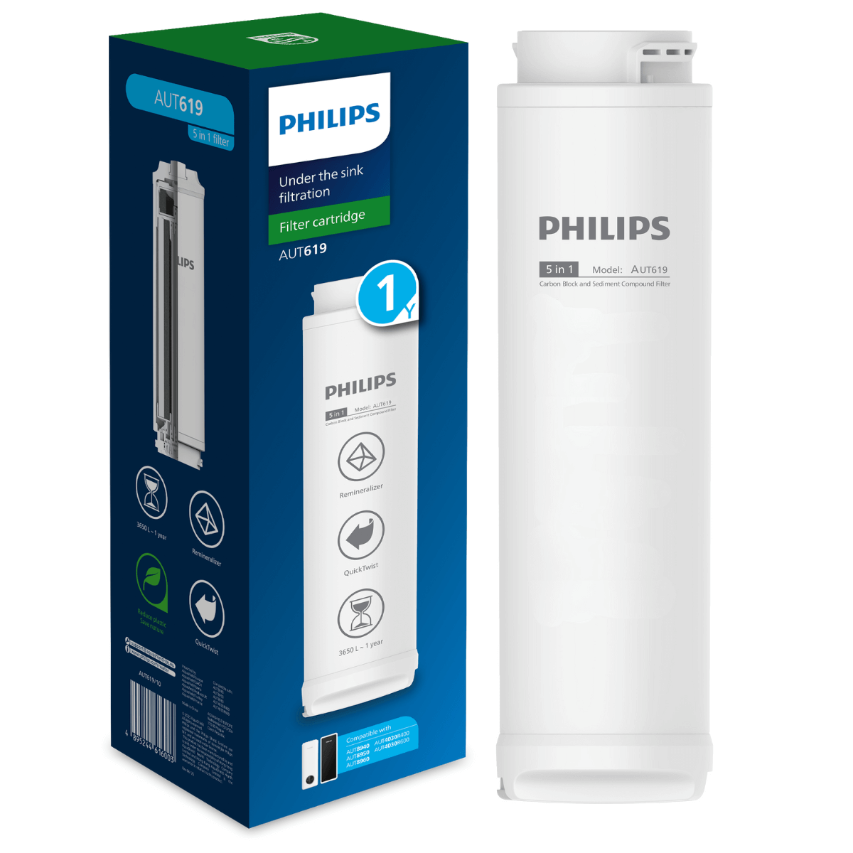 Wkład wymienny 5w1 z remineralizacją PHILIPS AUT619 do filtra AUT8950, AUT8960, AUT8990.