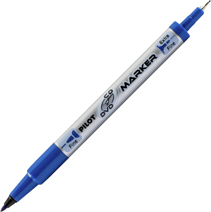 Marker dwustronny do płyt CD i DVD Pilot Twin, okrągła, 0.4mm/0.7mm,niebieski