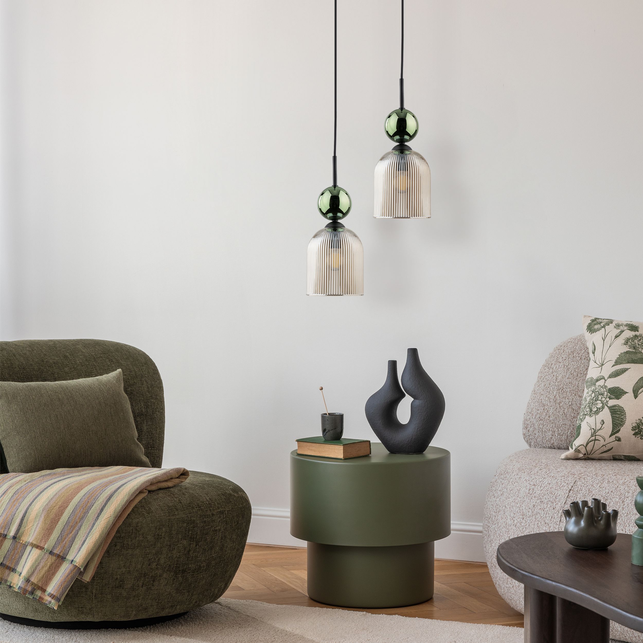 TK Lighting Sophia Green Cognac lampa wisząca 1x10 W zielony/brąz 11146