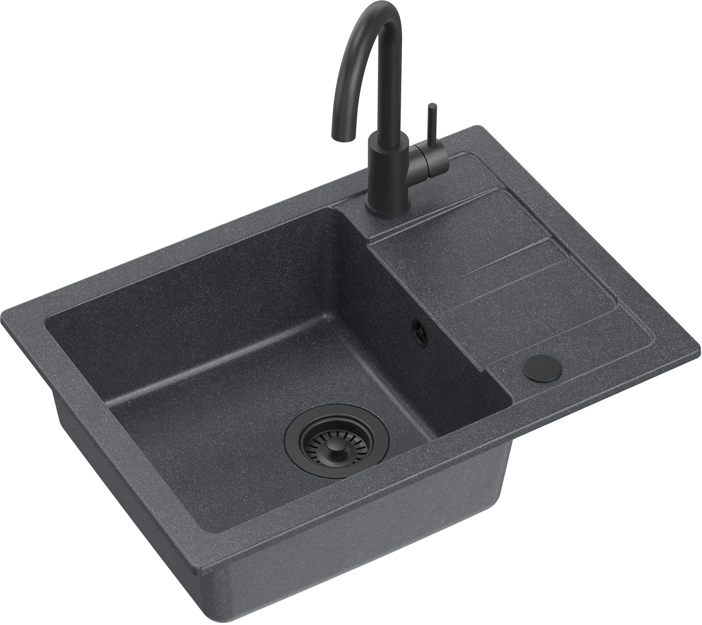 Quadron Go Smart Pure Carbon zlewozmywak 62x44 cm czarny z baterią LA_TQ6244GSBLM - Wysyłka w 24h