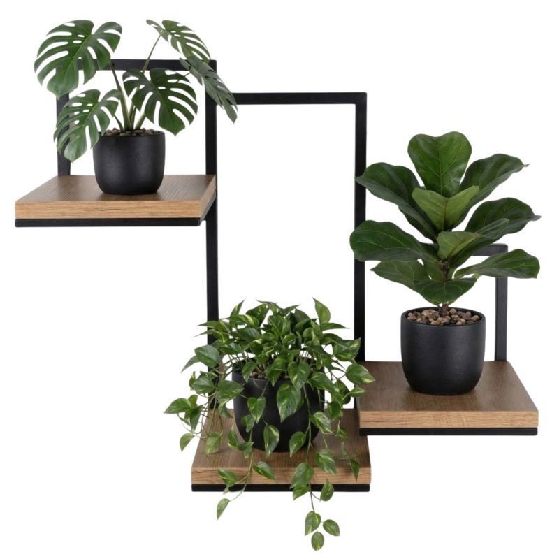 Kwietnik ścienny Qubuss Lancelot na 3 doniczki metal/MDF 57x21,5x50 cm 1 kpl.