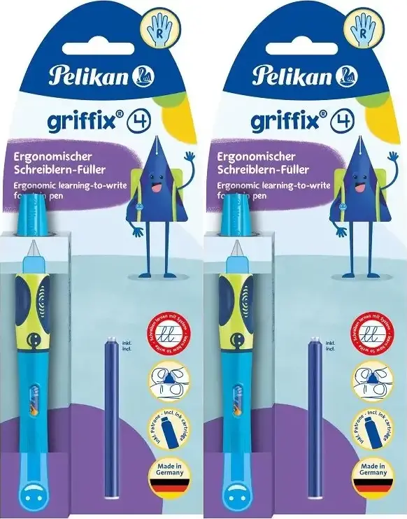 2x Pióro wieczne do nauki pisania Pelikan Griffix Neon Fresh Blue, niebieski