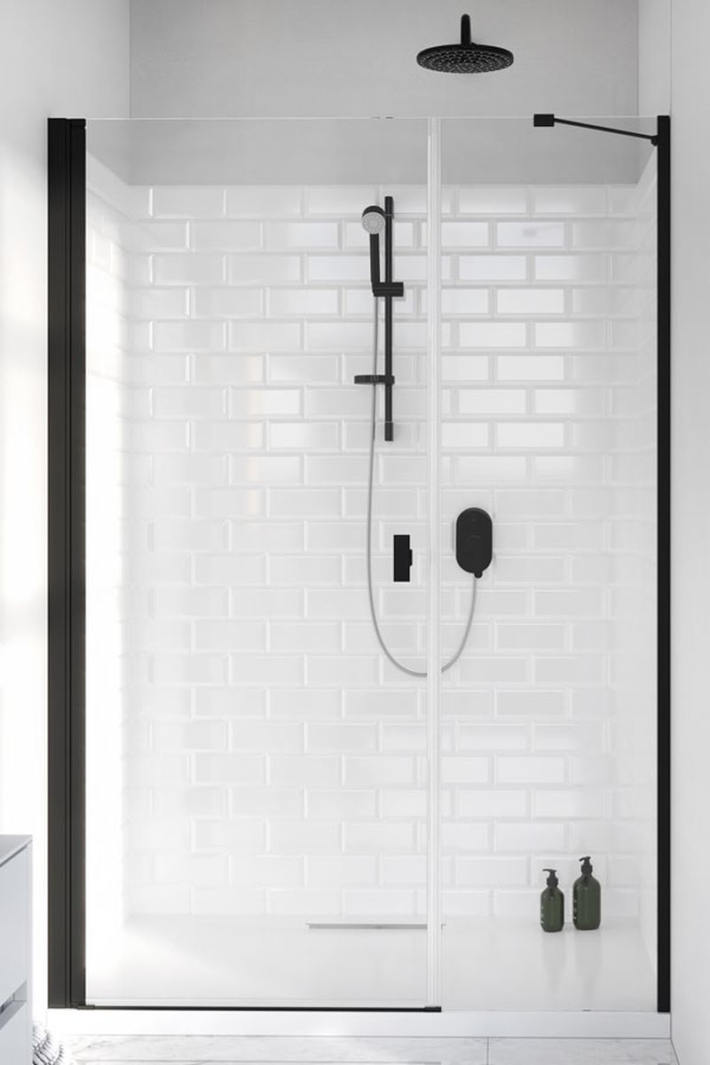 Radaway Nes Black DWS drzwi prysznicowe 140 cm wnękowe lewe czarny mat/szkło przezroczyste 10028140-54-01L