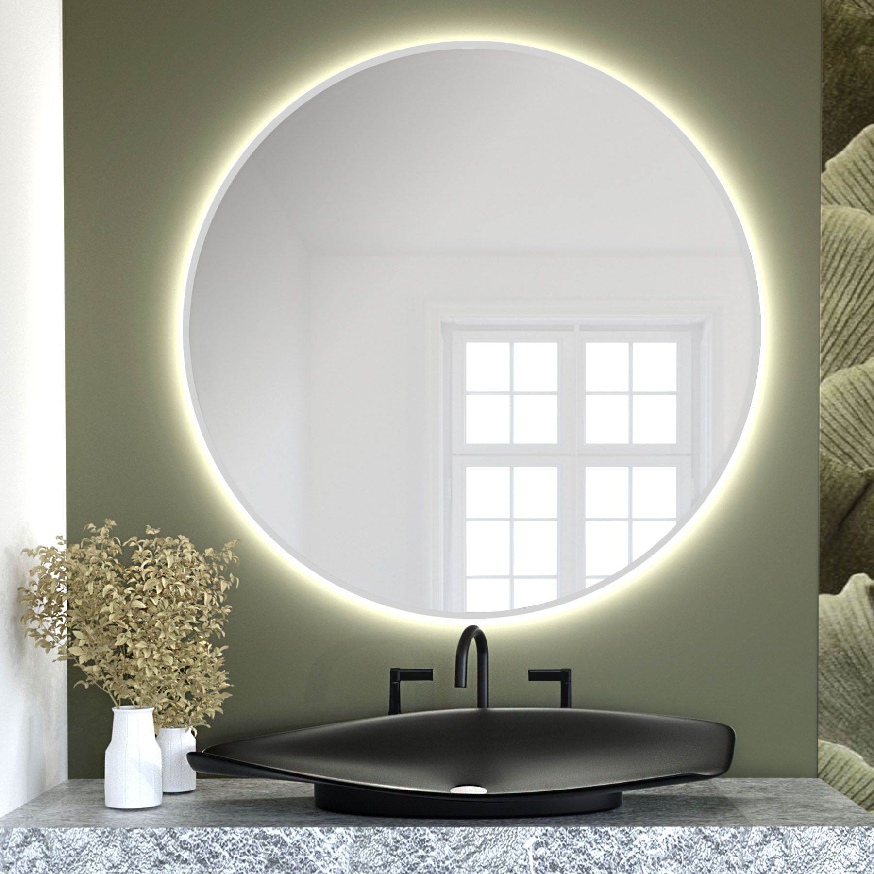 Darmowa Dostawa - Lustro 50x50 cm okrągłe z oświetleniem biały Baltica Design Bright 5903003188636