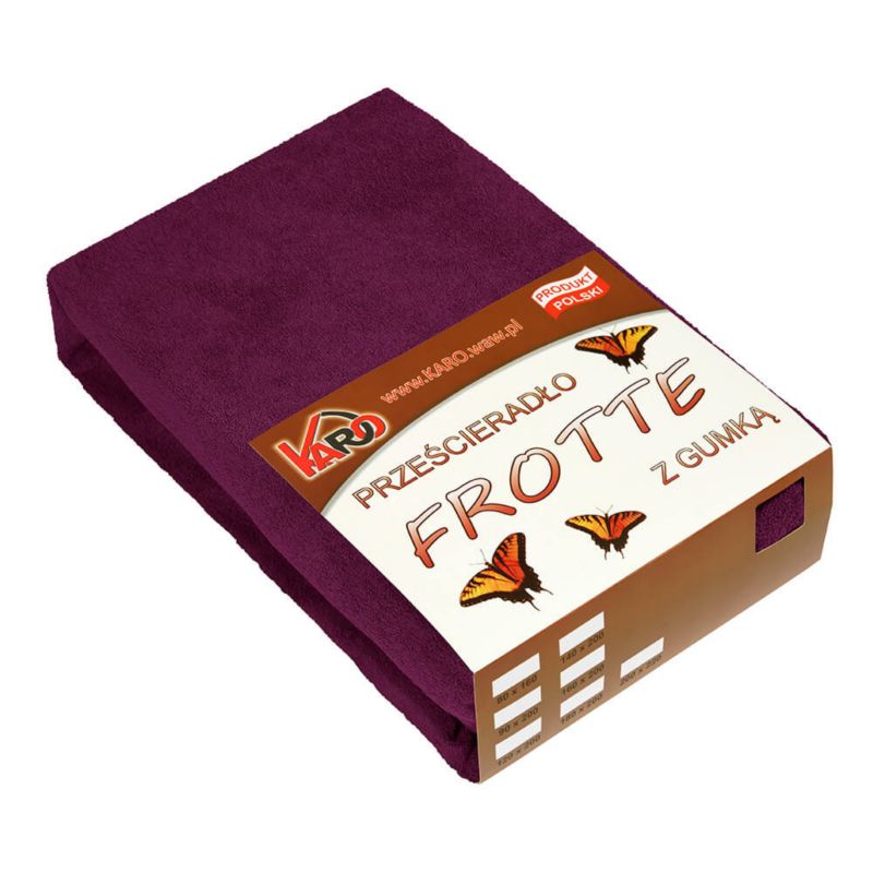 Prześcieradło frotte z gumką KARO 60x120 śliwkowe 1 szt.