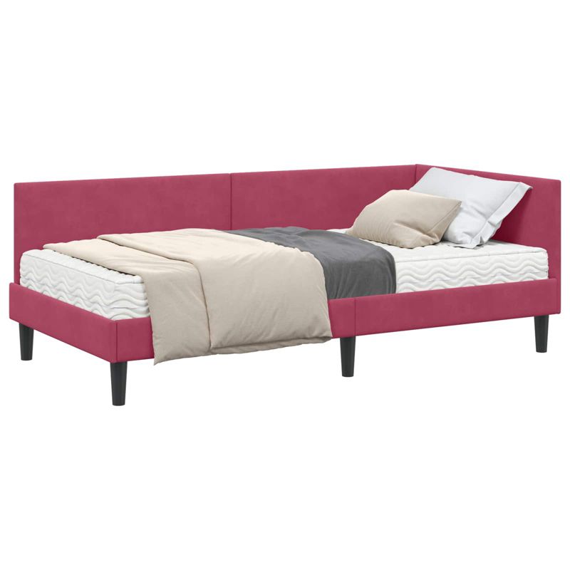 Łóżko Tapicerowane WaszeMeble z Materacem 90x190 cm Czerwone WM-3393772 1 szt.