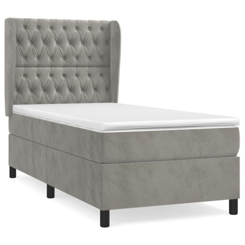 Łóżko kontynentalne WaszeMeble 100x200 cm jasnoszare WM-3129375 1 szt.