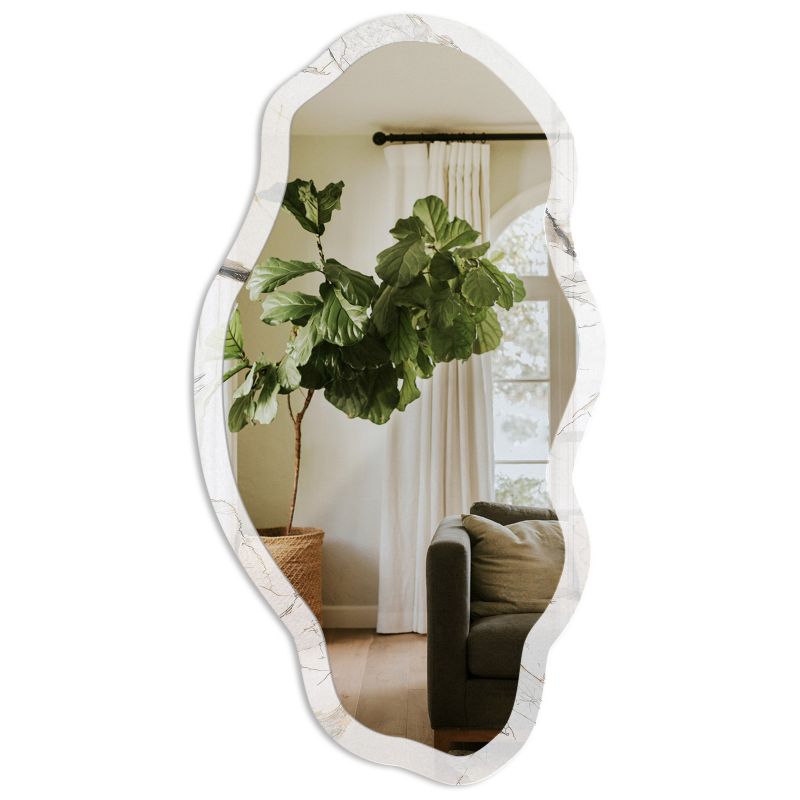 Lustro Organiczne Do Łazienki Tulup 52x97 cm Marmurowa elegancja 13 - w Ramie Szkło Hartowane Lustro z Nadrukiem 1 szt.