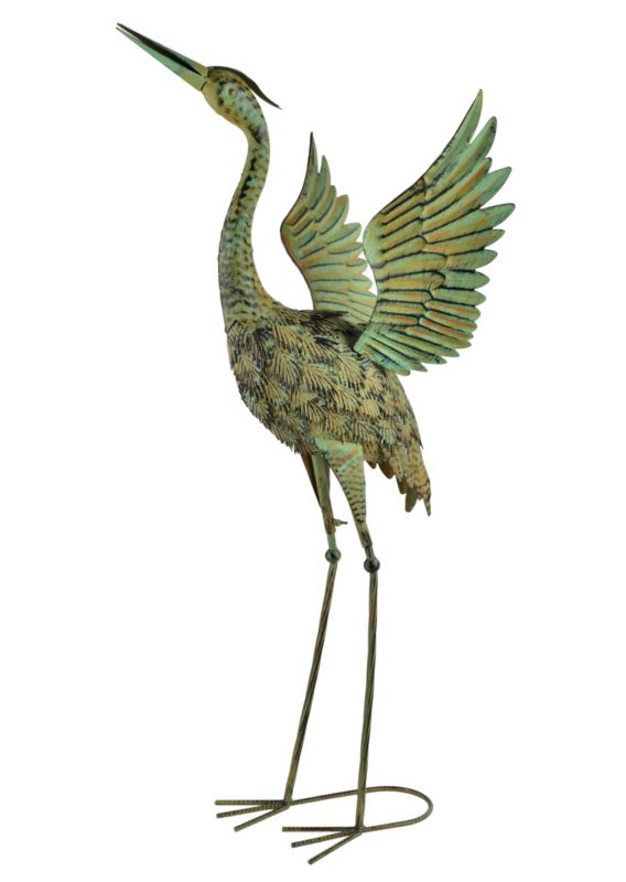 Figura metalowa Cedric Czapla 45,5x38x95 cm zielona 1 szt