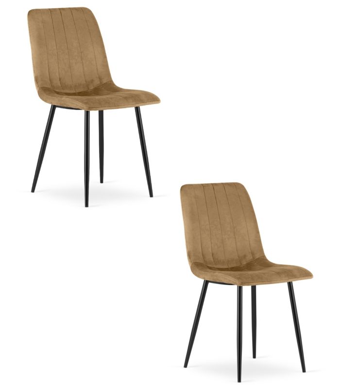 Krzesło Songmics do kuchni, salonu nowoczesny design brązowy aksamit, nogi czarne 2 szt.