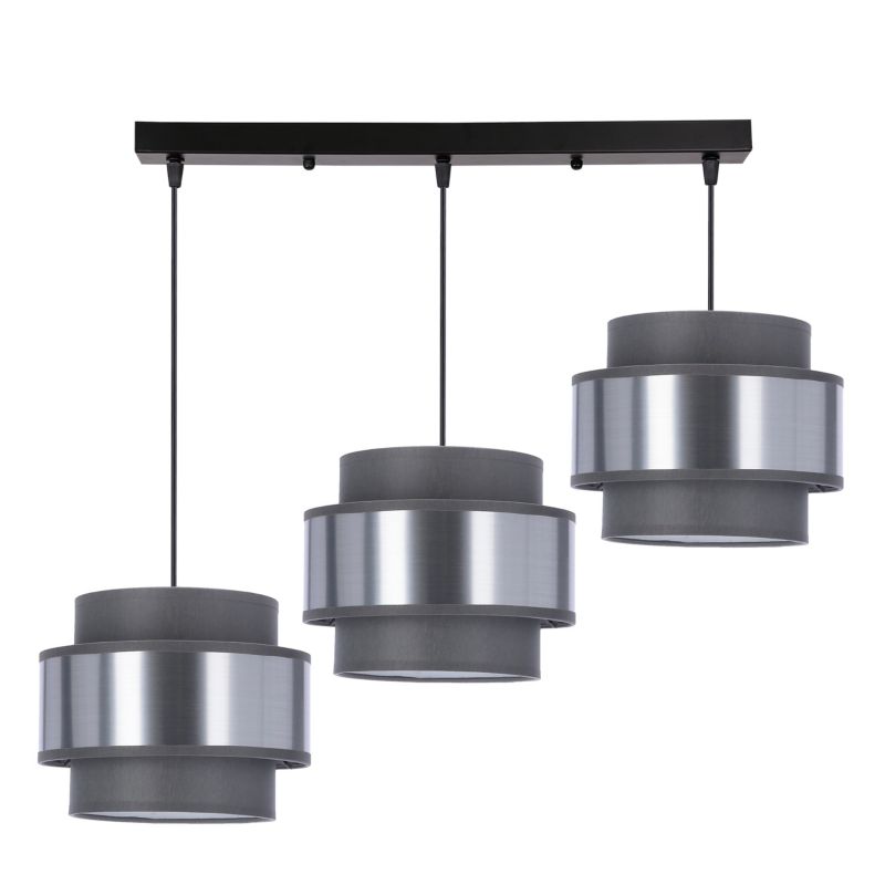 Lampa sufitowa szaro-srebrne abażury Candellux Hare szaro-dymiona 3xE27x40W IP20 wym:100x75x20cm - 1 szt.